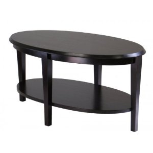 Dark Wood Oval Coffee Table