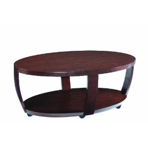 Wood Oval Cocktail Table with Castors