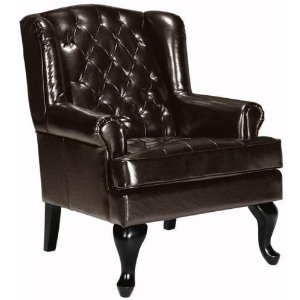 Tufted Leather Wing Chair
