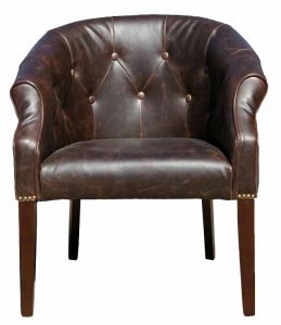 Brown leather tub chair